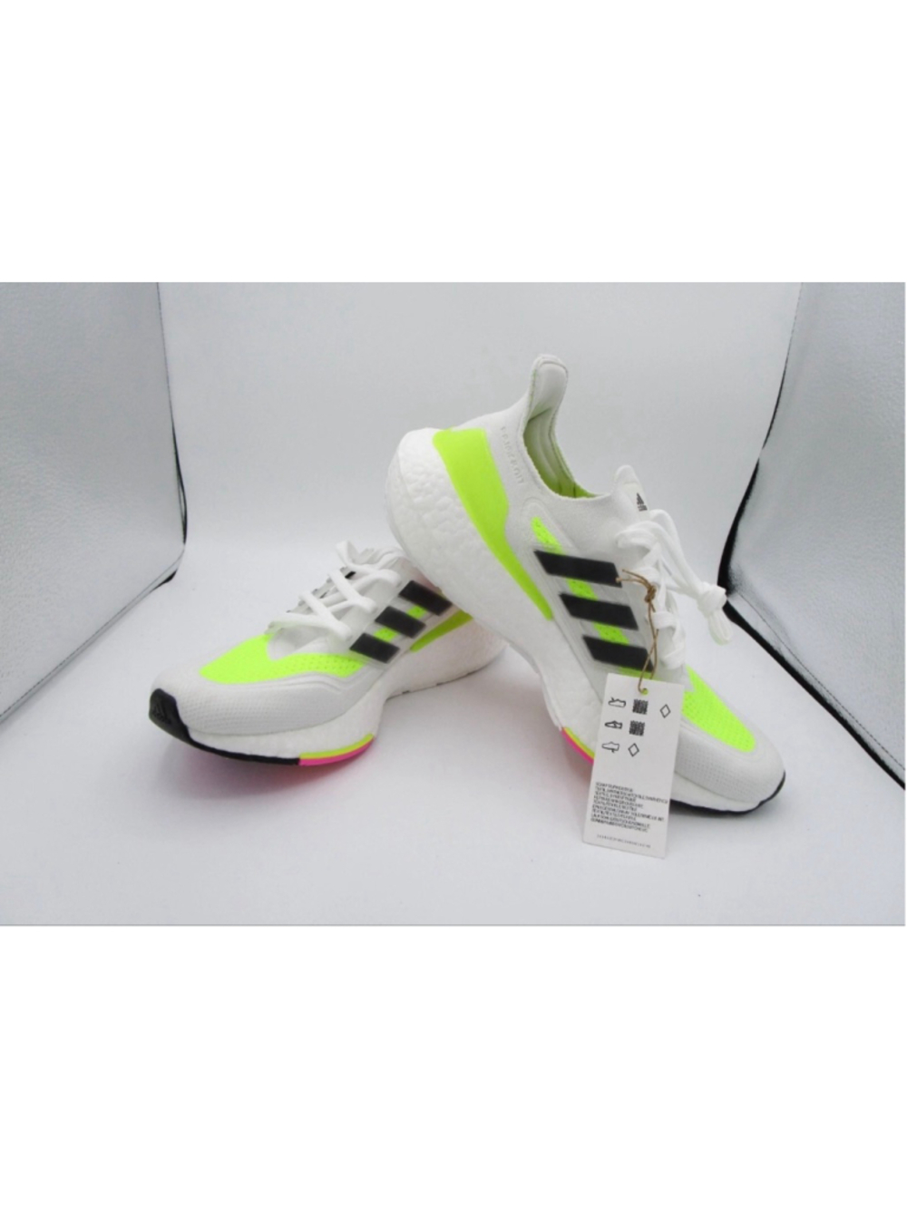 adidas Ultraboost 21 Running White Black Yellow FZ2929 Womens 7 Kids 5.5 - Picture 3 of 7